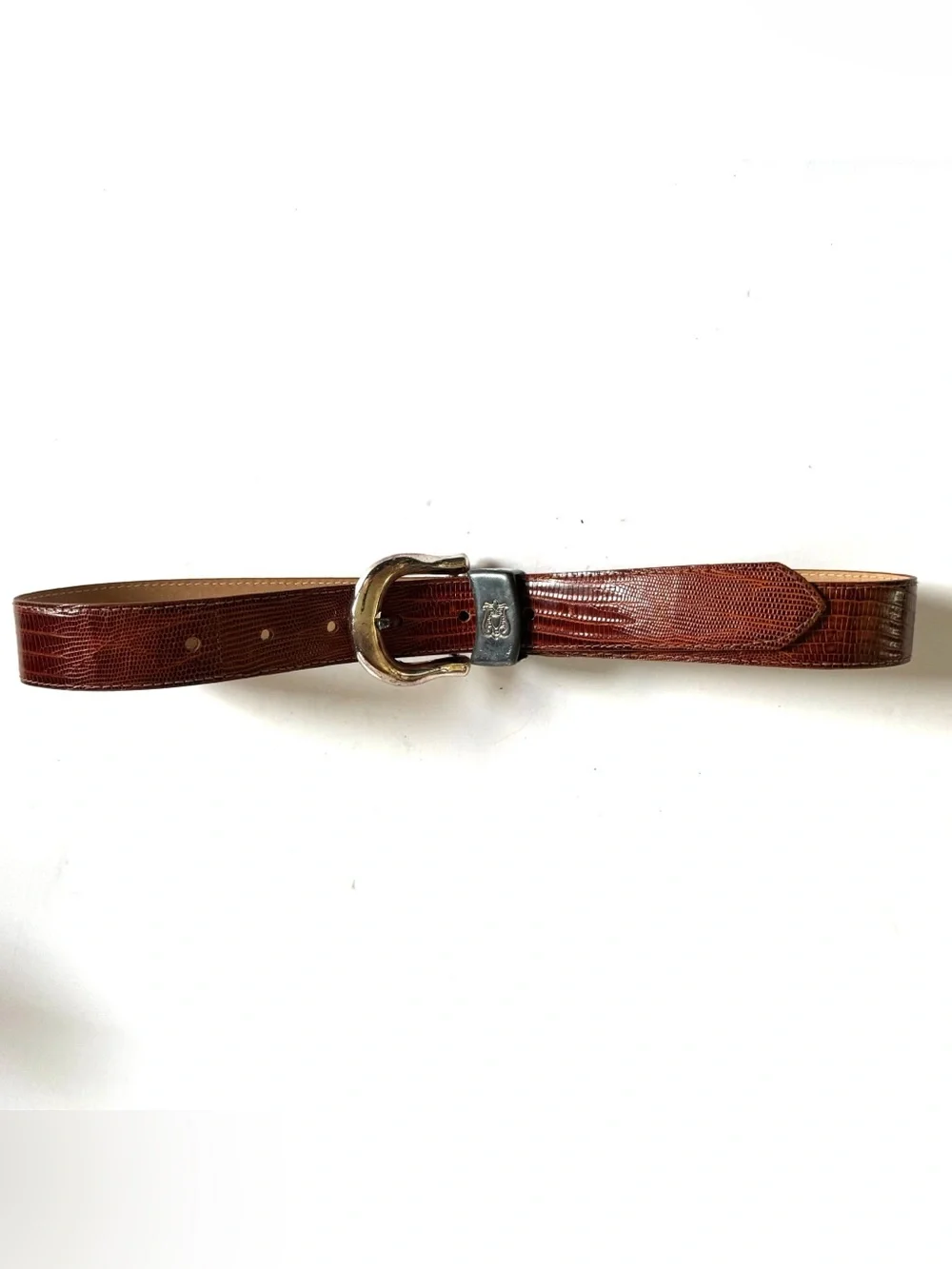 Brooks Brothers Brown Genuine Lizard Leather Belt M Preppy Classic Western